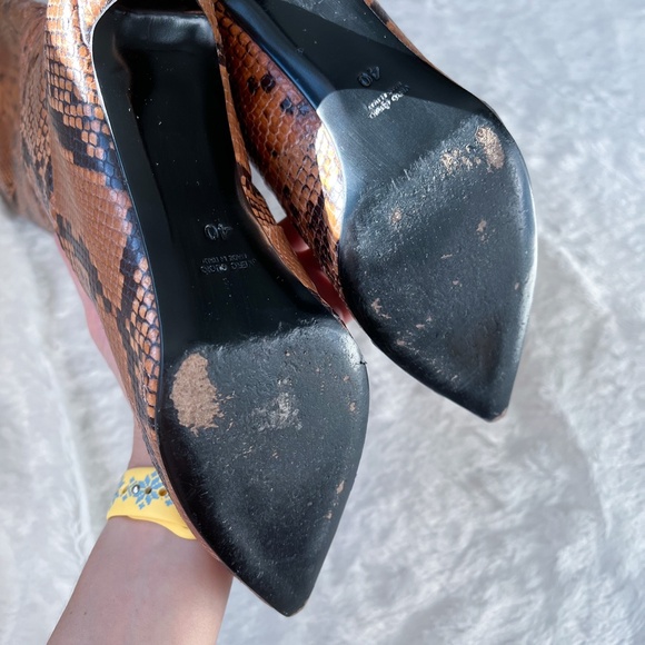 Luca Valentini Made in Italy Brown Camel Reptile OTK Over The Knee Boots 40 - Picture 10 of 17